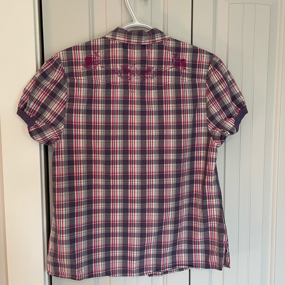Burton Plaid Shirt with Pink and Purple Accents - Picture 10 of 11